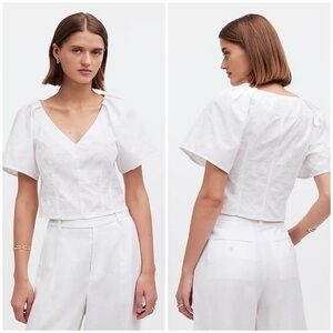 Elegant White V-Neck Women's Top